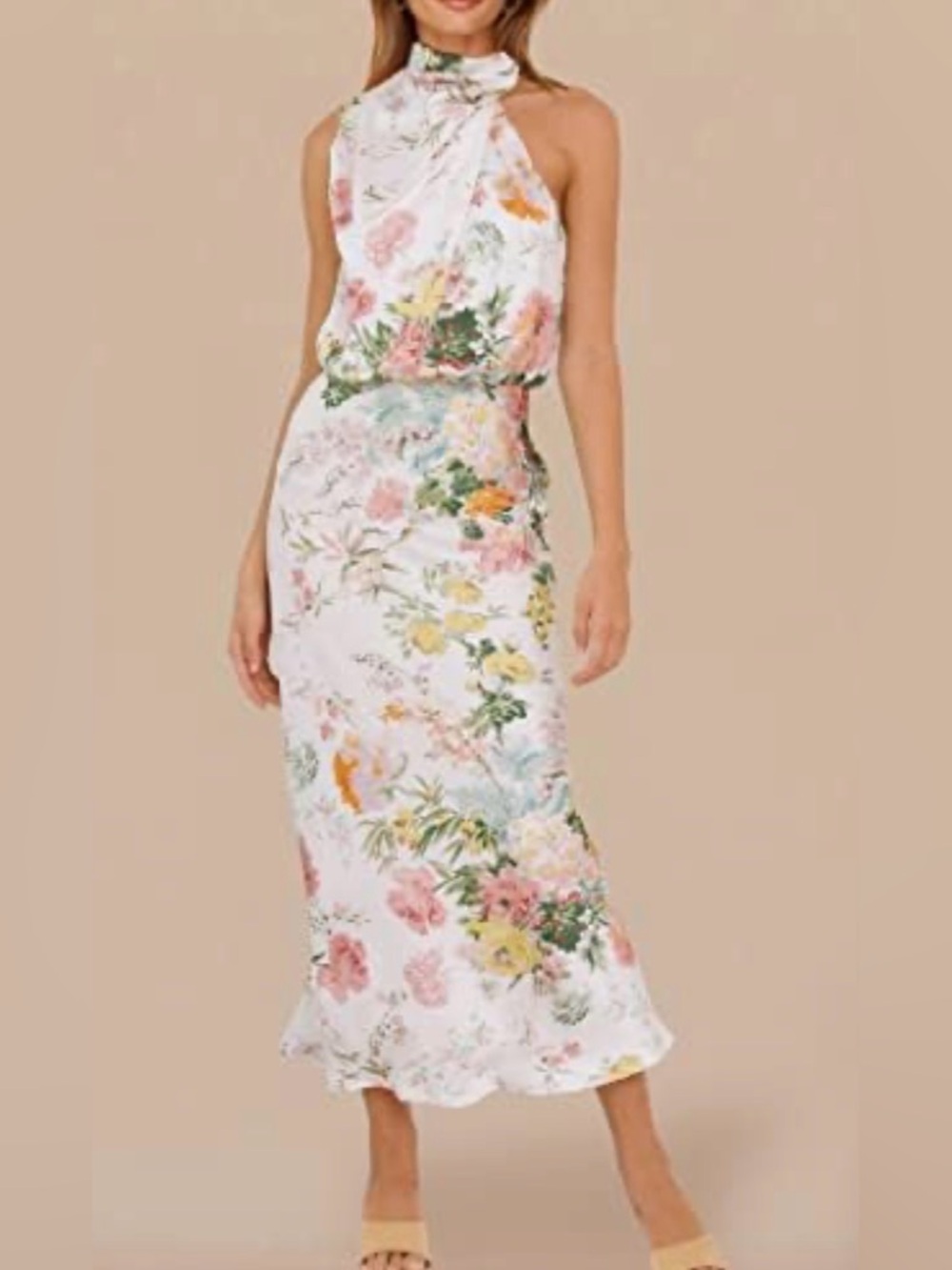 PRETTYGARDEN Satin Dress Elegant Sleeveless Mock Neck Cocktail Party Maxi Dress